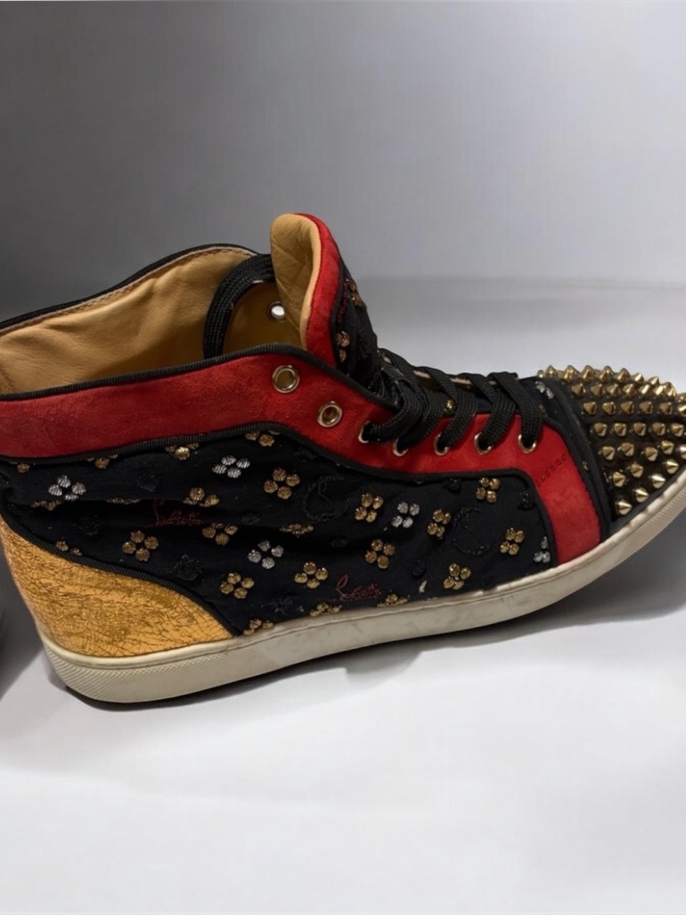 AMPUTEE RIGHT FOOT ONLY Christian Louboutin Lou Spikes Orlato Sneaker Sz 12 Men